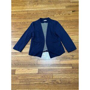 Skies Are Blue Womens Open Front Knit Blazer Jacket Cardigan Size Large Blue